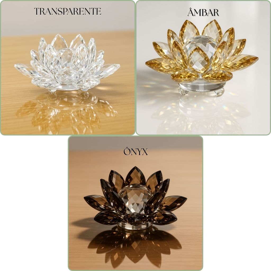Flor de Lótus Cristal Decorativo 8cm Feng Shui Mesa Presente