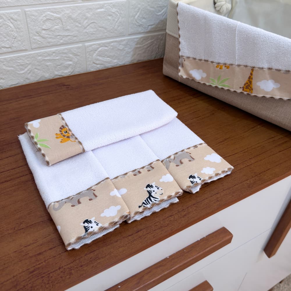 Toalhinha Paninho de Boca Tecido Atoalhado para Bebê Kit com 5 Unidades