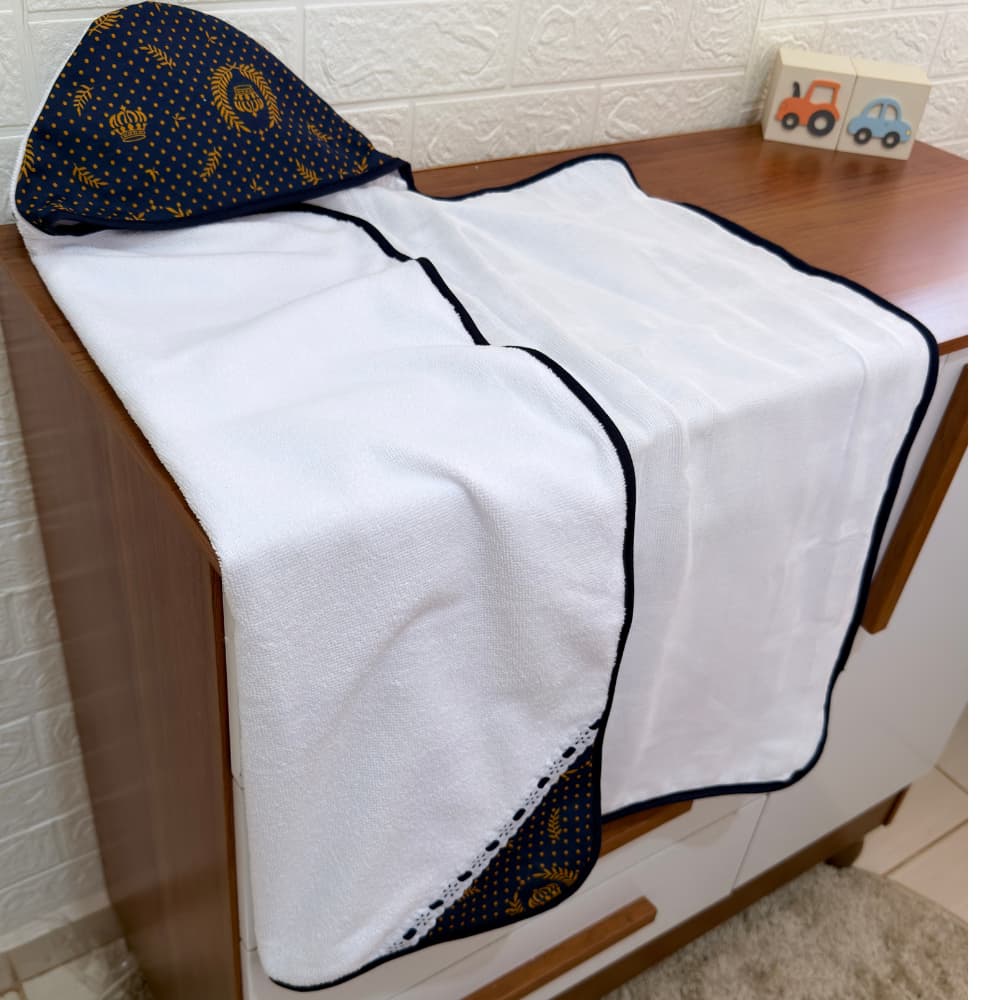 Toalha de Banho Bebe Recém Nascido com Capuz Forrada com Fralda Macia 100% Algodão Estampada