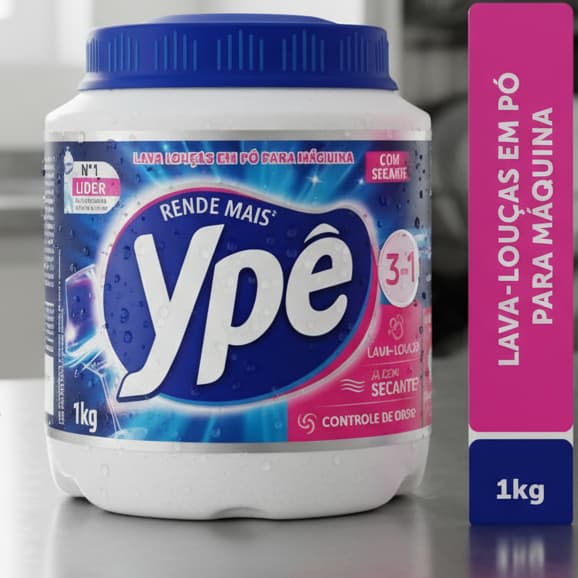 Sabão Ype Detergente Lava Louças em Pó Ype para Máquina com secante pote 1Kg