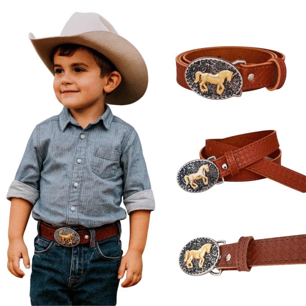 Cinto Infantil Cowboy Tradicão Cavalo Dourado Rodeio 2026