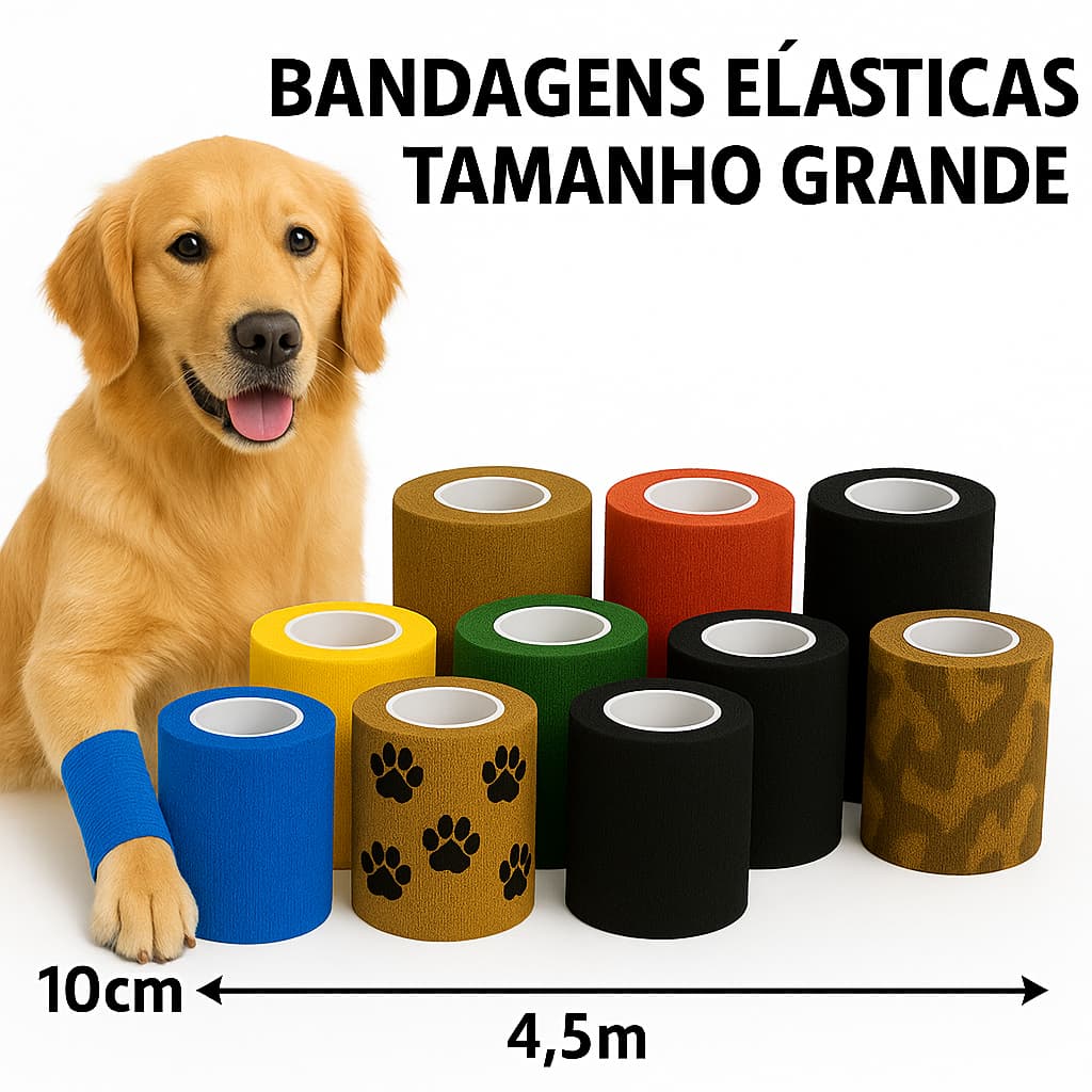 Bandagem adesiva para pets tattoo camuflagem patinhas tape Tamanho Grande 10cm x 4,5m
