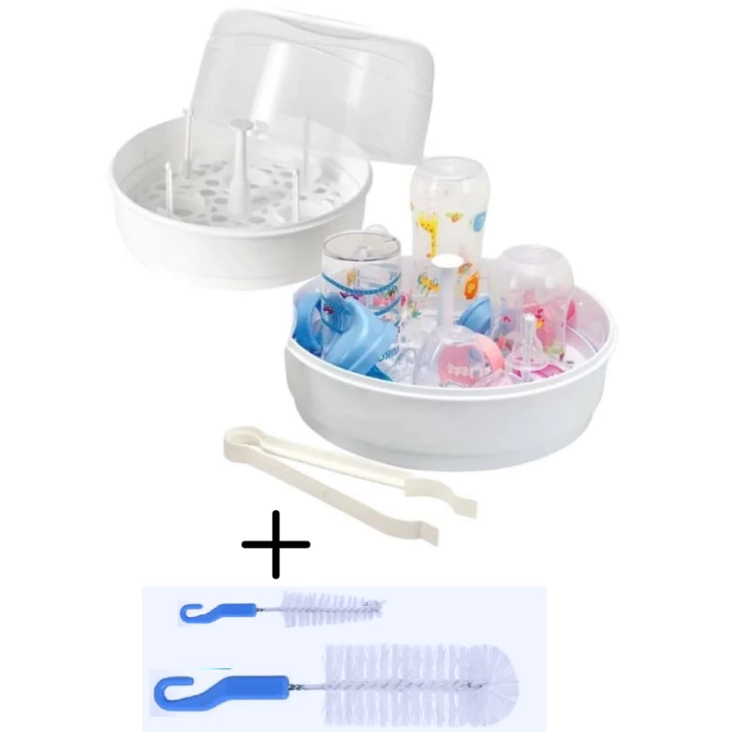 ESTERILIZADOR PARA MAMADEIRAS A VAPOR MICROONDAS + ESCOVA DE LIMPEZA