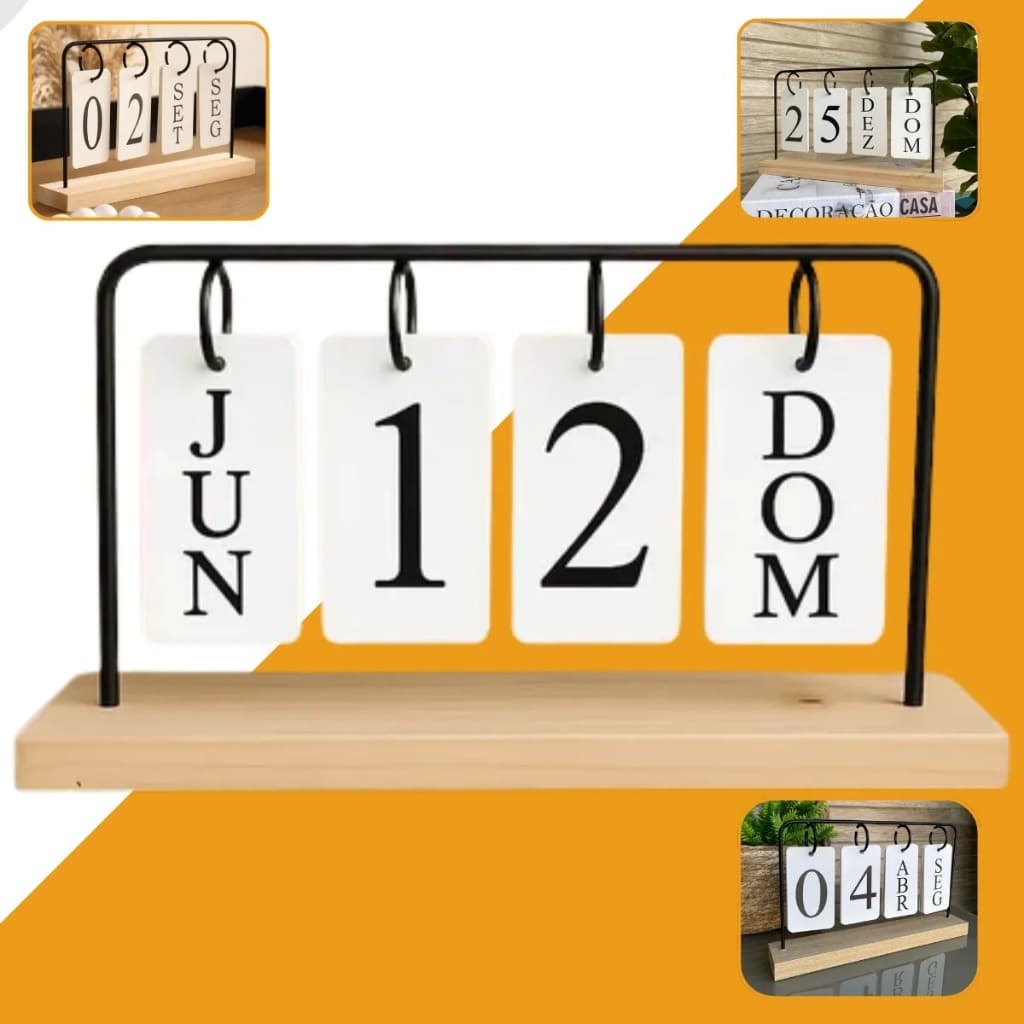 Calendário Permanente Decoração Industrial Sala Escritório Calendário Permanente Industrial
