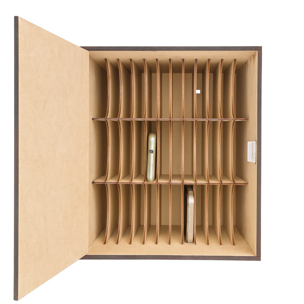 Caixa guarda celular para escola em mdf com chave, capacidade 36 celulares Parede ou Mesa, Segurança e Organização