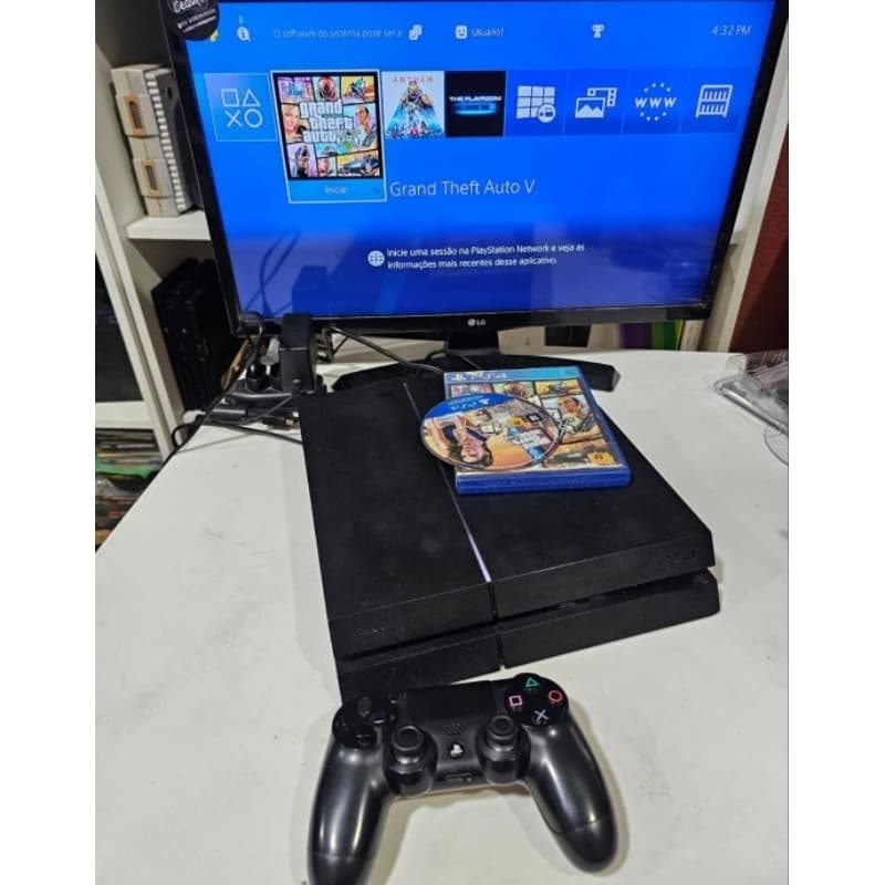 ps4 fat 1 controle um jogo e cabos