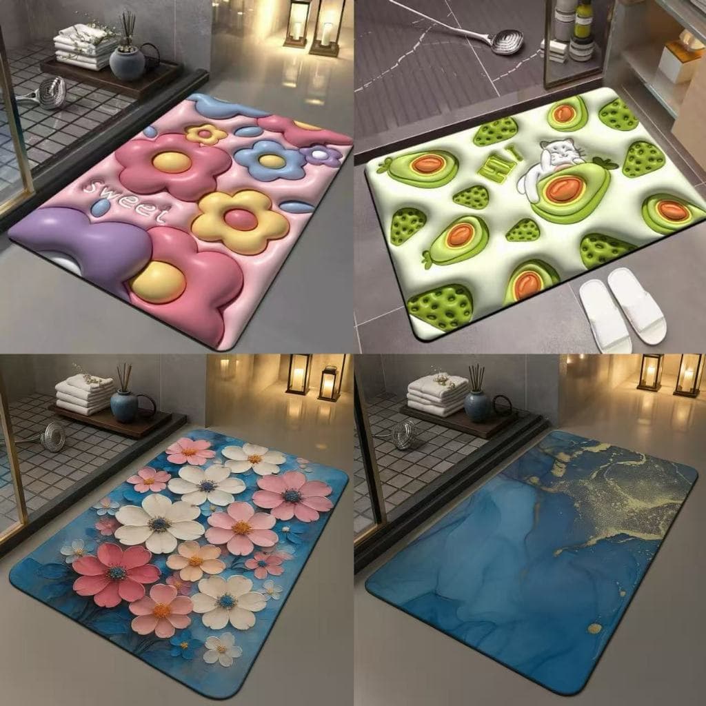 Estilo 3D de Diamante Tapetes De Secagem Rápida Em Microfibra Antiderrapante Para Banheiro / Porta De Entrada