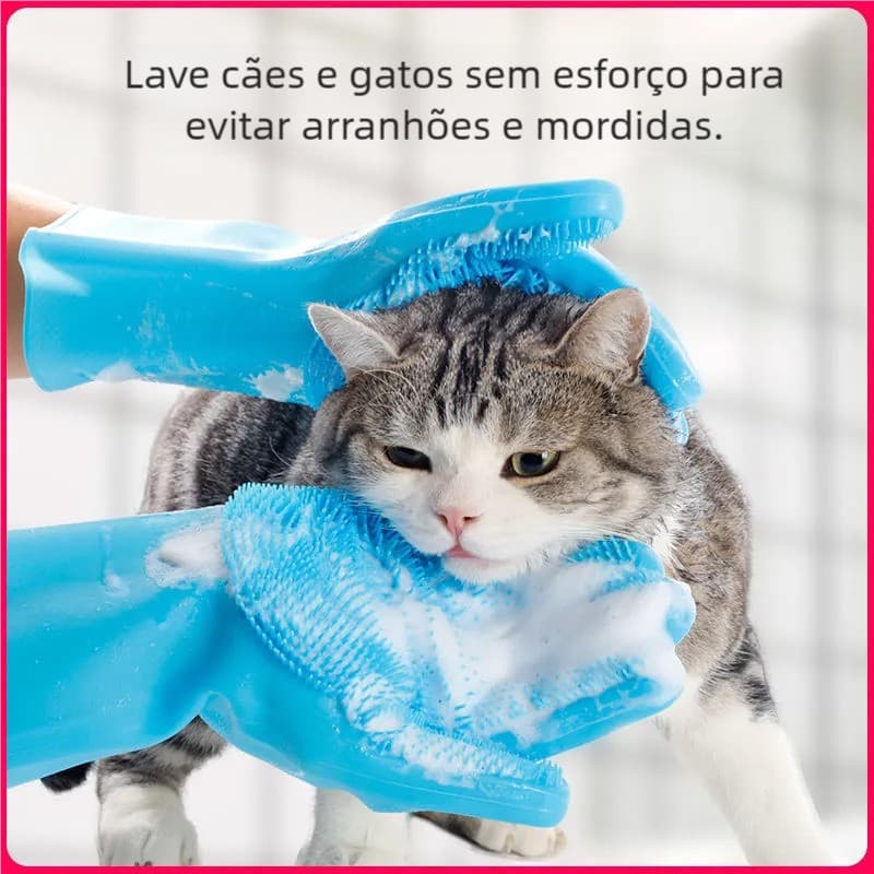 Luvas de silicone adequadas para gatos e cães, lavar louça e limpar, remover pelos estáticos de animais de estimação.