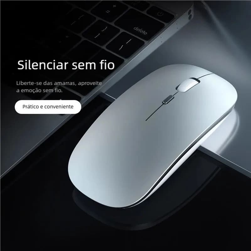 Mouse Home Office Sem Fio - Bateria Interna Recarregável e LED RGB Wireless