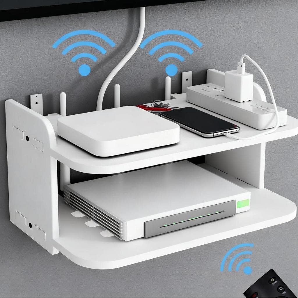 【MDF Durável】Prateleira para Roteador – Suporte Invisível na Parede, Acomoda TV/Modem/Video Game!