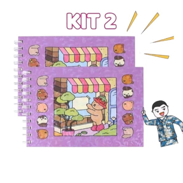 Kit 2 Livro de Colorir Capa Dura cute 50 Folhas Caderno de Desenho Pintura Coloring Book infantil -LC