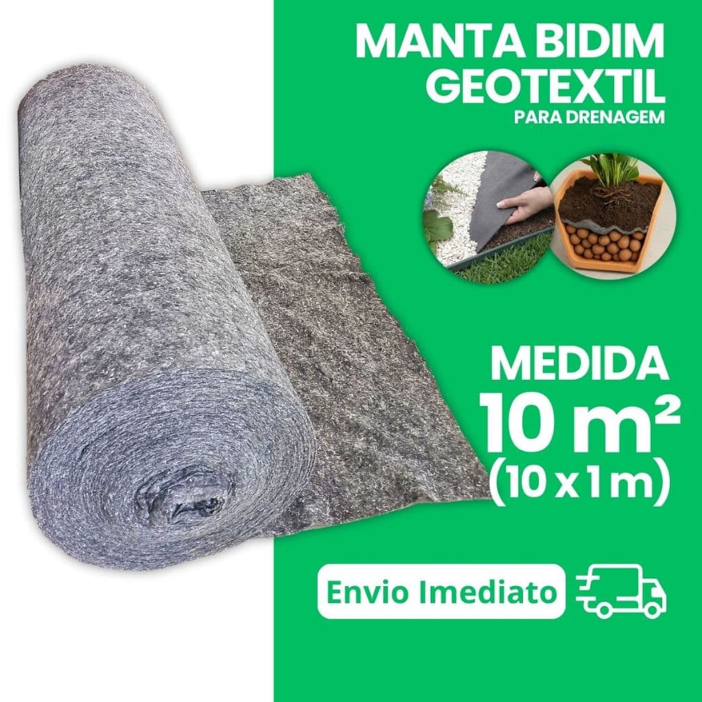 Manta Geotextil Bidim para Drenagem 10 m2 Para Vasos Jardineiras Jardins