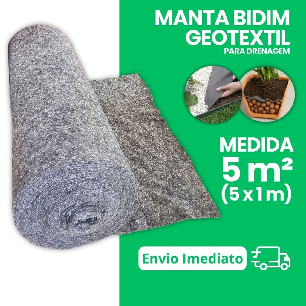 Manta Geotextil Bidim para Drenagem 5m2 Para Vasos Jardineiras Jardins