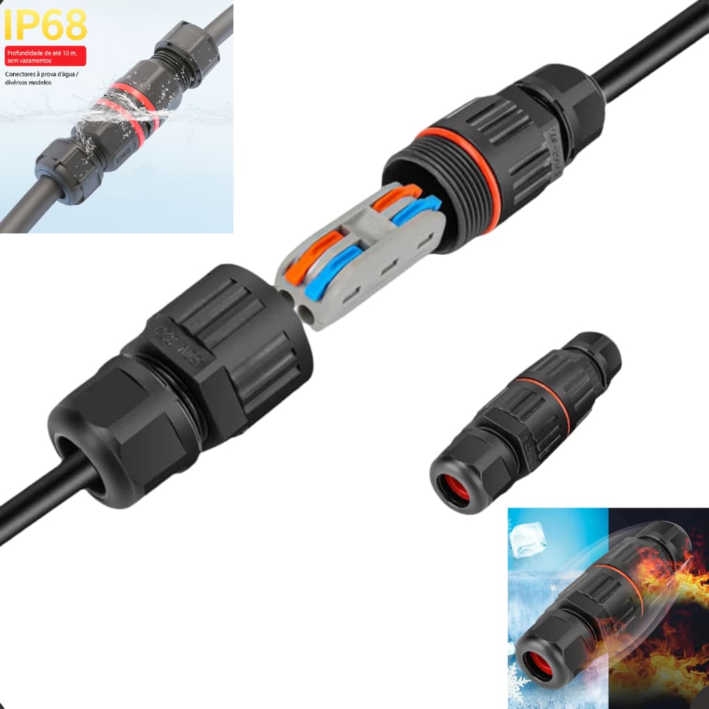 Terminal Conector emenda Mola Cabo e fios Ip68 2 Vias Conexão Prova Água e fogo terminal conector