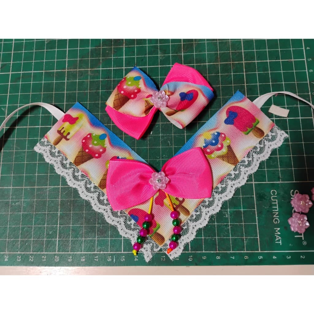 Gargantilha pet com renda mais laço 10 gargantilhas e 10 laços