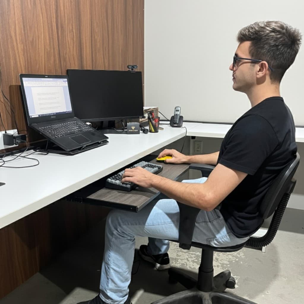 Suporte de Teclado Encaixe Retratil Mesa Computador Preto