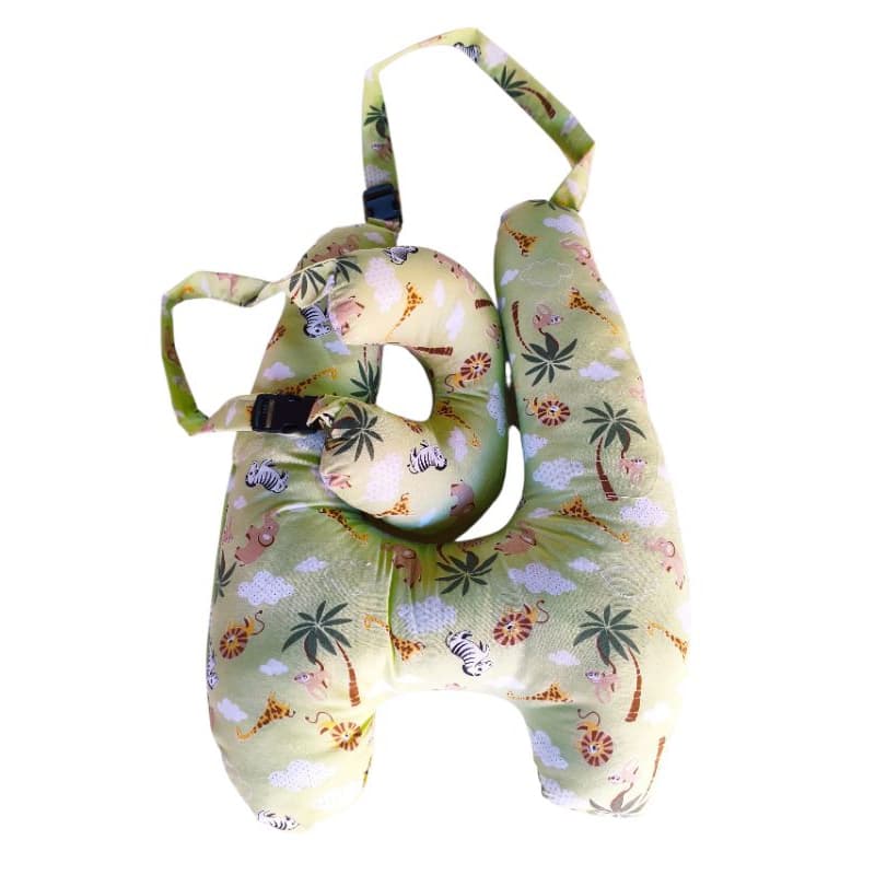 Travesseiro H e Almofada Para Carro Com Apoio de Pescoço (Safari Verde)