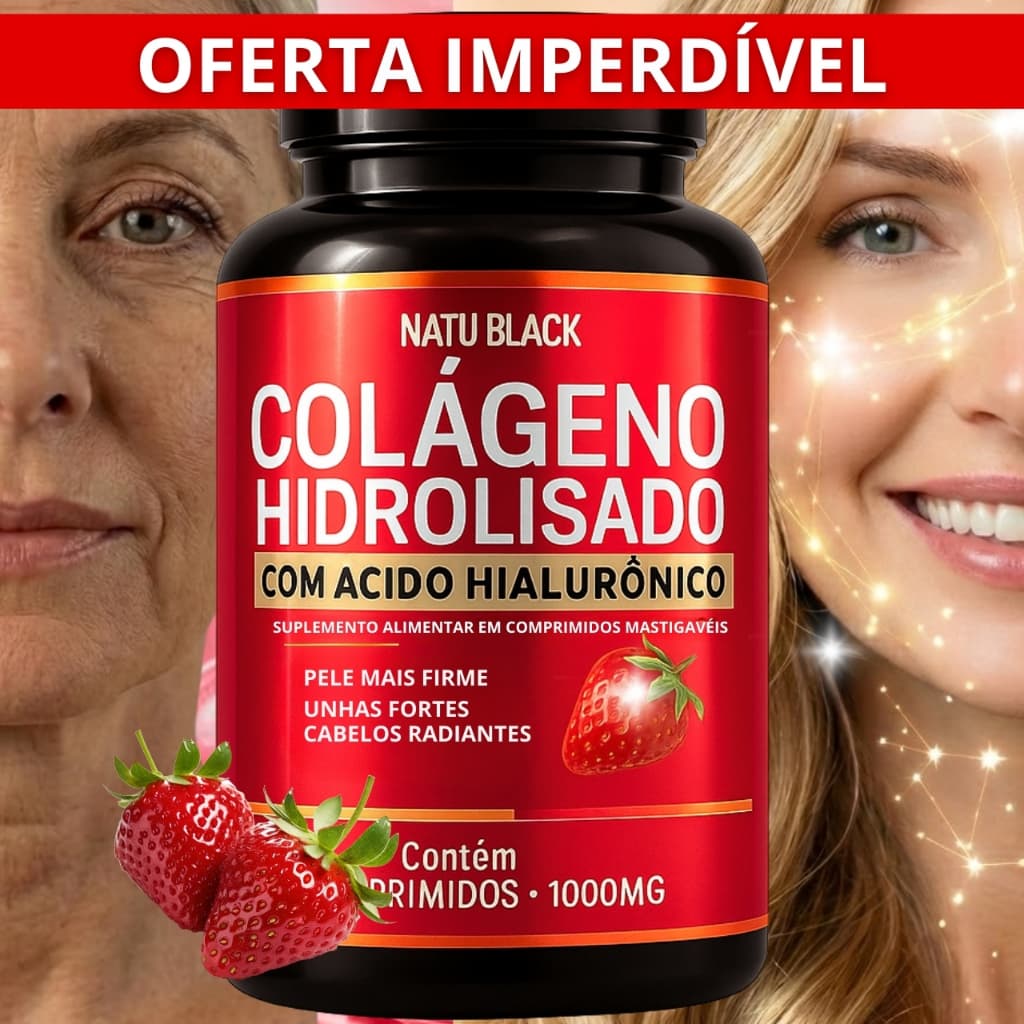 Colágeno Hidrolisado com Ácido Hialurônico Premium 1000mg Cabelo Pele Unhas - ENVIO IMEDIATO