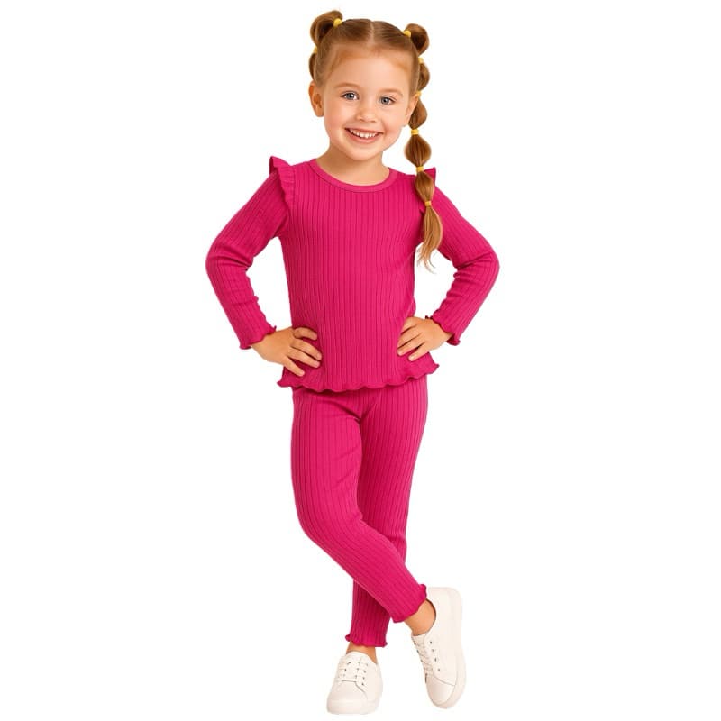 Conjunto Infantil Canelado com Frufru – Cores Vibrantes | Exclusivo do 2 ao 12