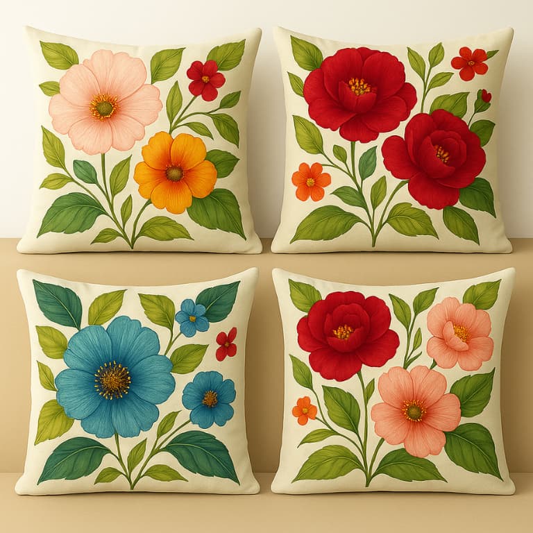 Kit com Estampas Sortidas de 4 Capas de Almofadas