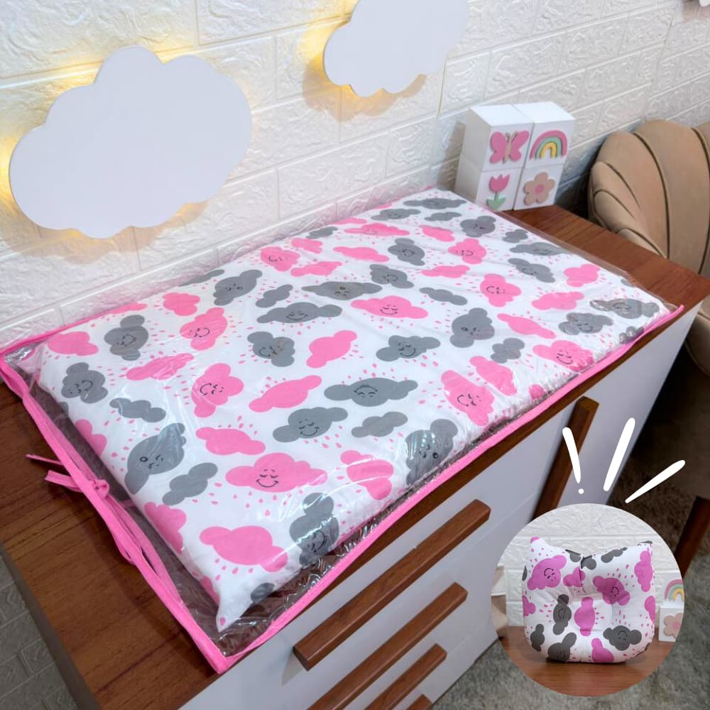Trocador de Cômoda Impermeável para Bebê + Travesseirinho Anatômico