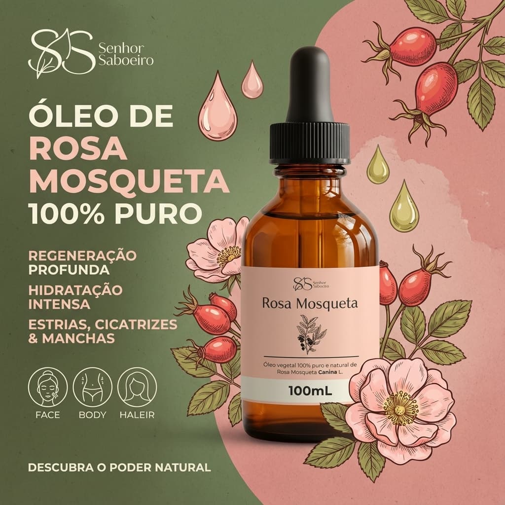 Óleo Rosa Mosqueta 100% Puro Vegetal Anti Estrias Celulites Clareador Manchas Pele