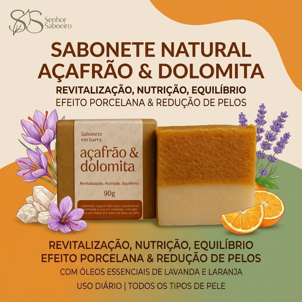 Sabonete de Açafrão Cúrcuma Foliculite Clareador Redução de Pelos Depilatório Natural com Óleos Essenciais