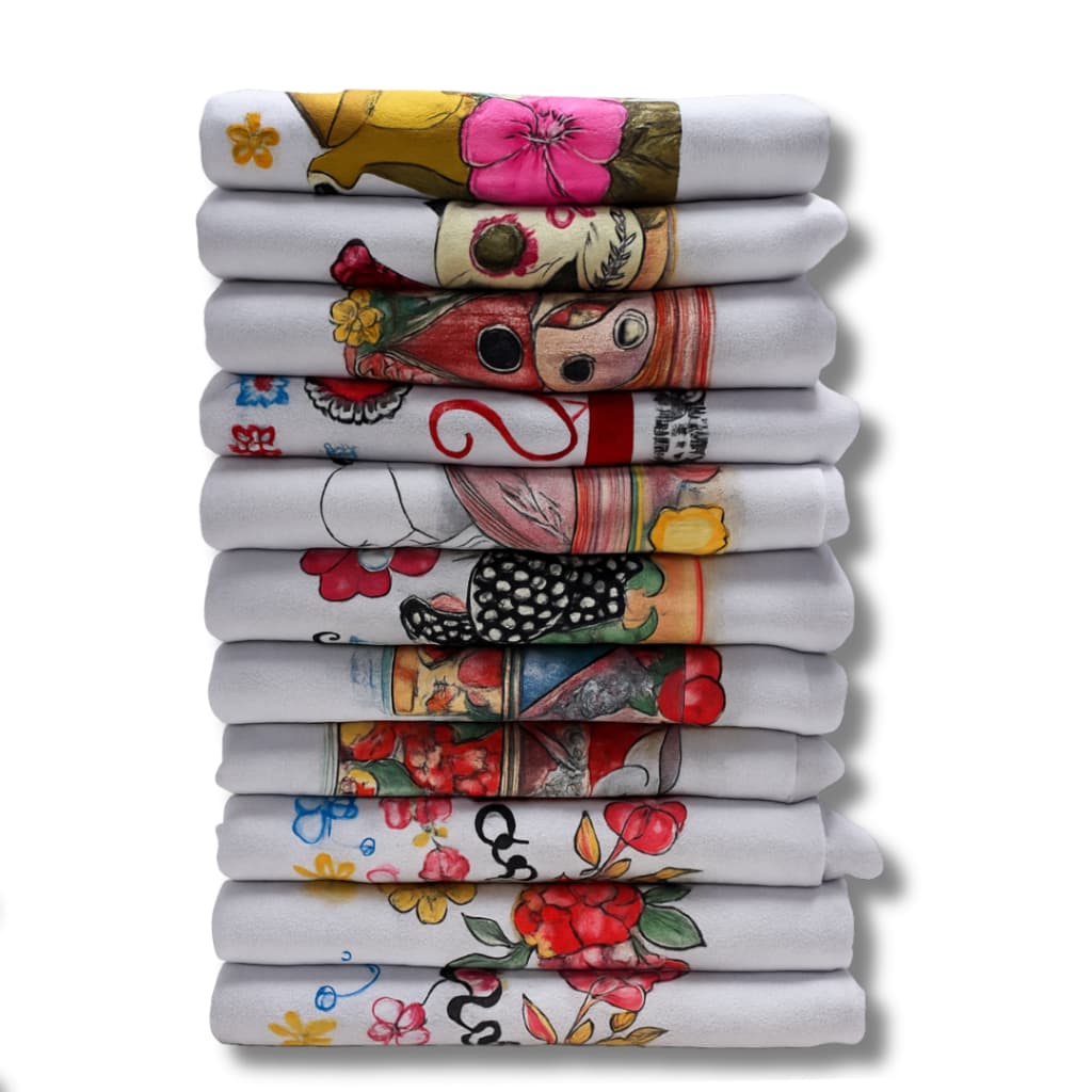 Kit 5/10/15/20/30/40/50 Pano de prato grande de copa cozinha estampado com bainha 100% algodão