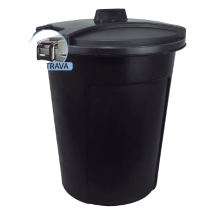 Lixeira Plástica 60 Litros Tampa Trava Organizador Preto Roupas Lixo