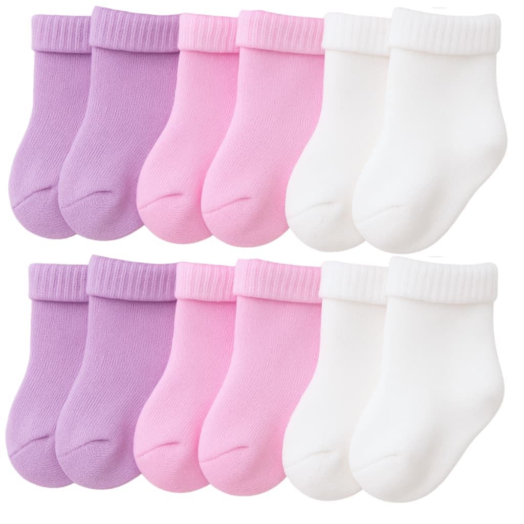 Kit 06 Pares de Meias Bebê RN Recém Nascido Essencial para Enxoval Saída Maternidade 0-10 Meses