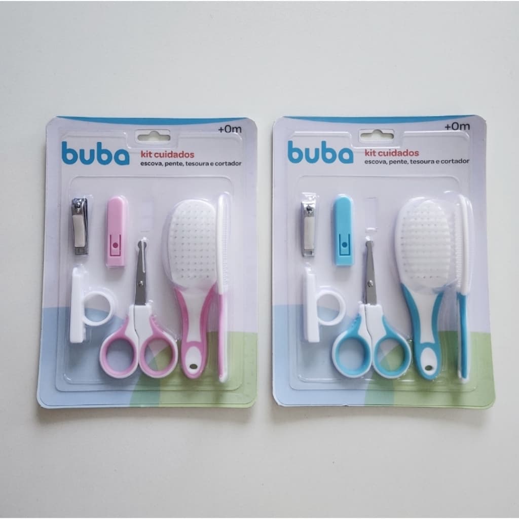 Kit Higienie Bebe Buba Cuidados Bebê Coisas Tesoura Escova Pente Corta Unha