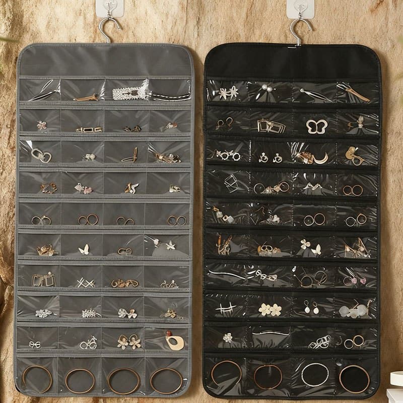 【Grande Capacidade】Organizador de Joias 80 Bolsos – Porta Bijuterias Prático e Funcional!