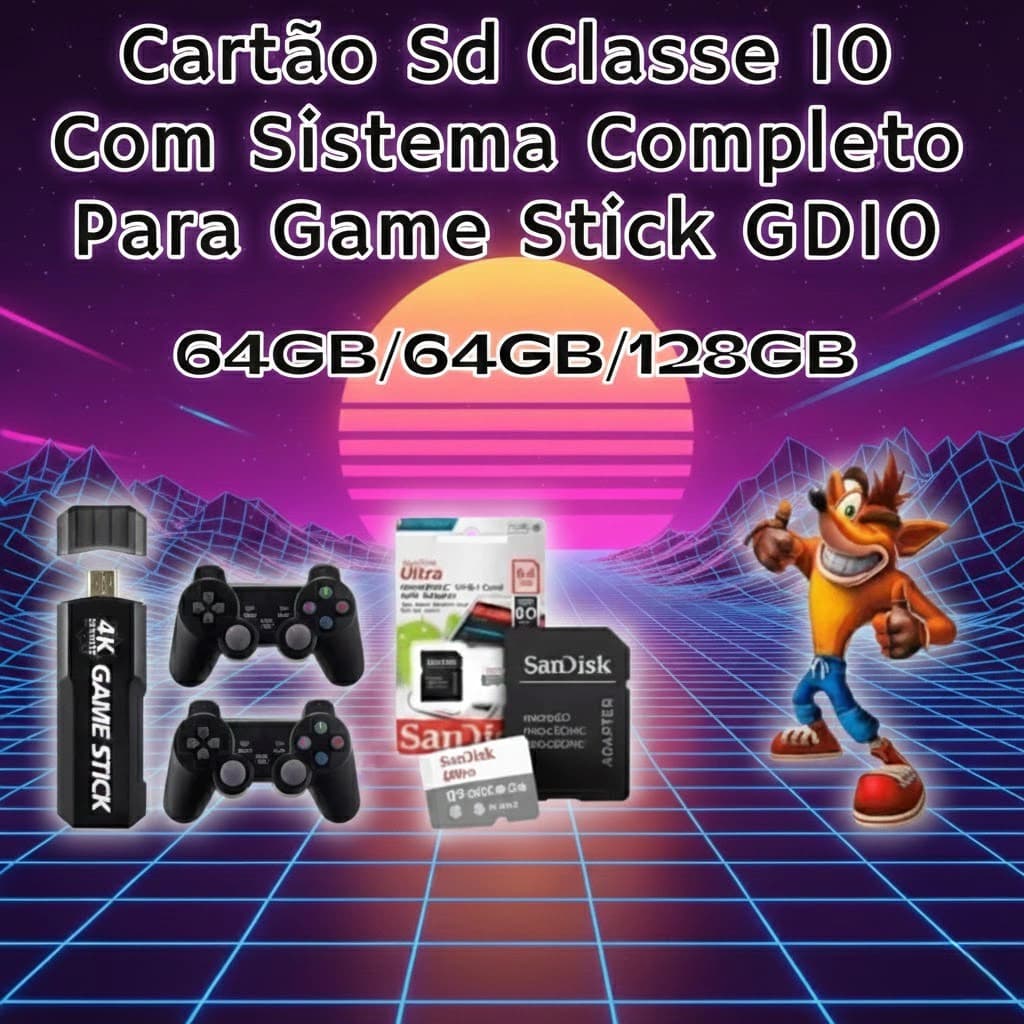 Cartão Sd  Para Game Stick Gd10 3D Com Sistema completo (Versão Atualizada DGS)