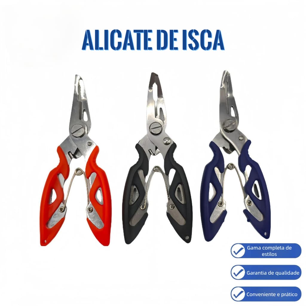Alicate de Pesca de Aço Inoxidável Isca de Boca Curvada Tesoura Multifuncional