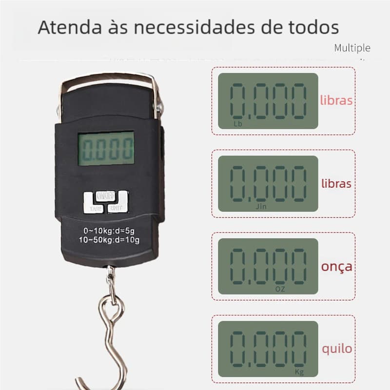 Balança de Bagagem Mala Gancho Digital – Portátil, Até 50kg