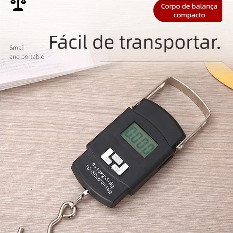 Balança Gancho Portátil Digital – Capacidade 50kg, Ideal para Bagagem de Viagem