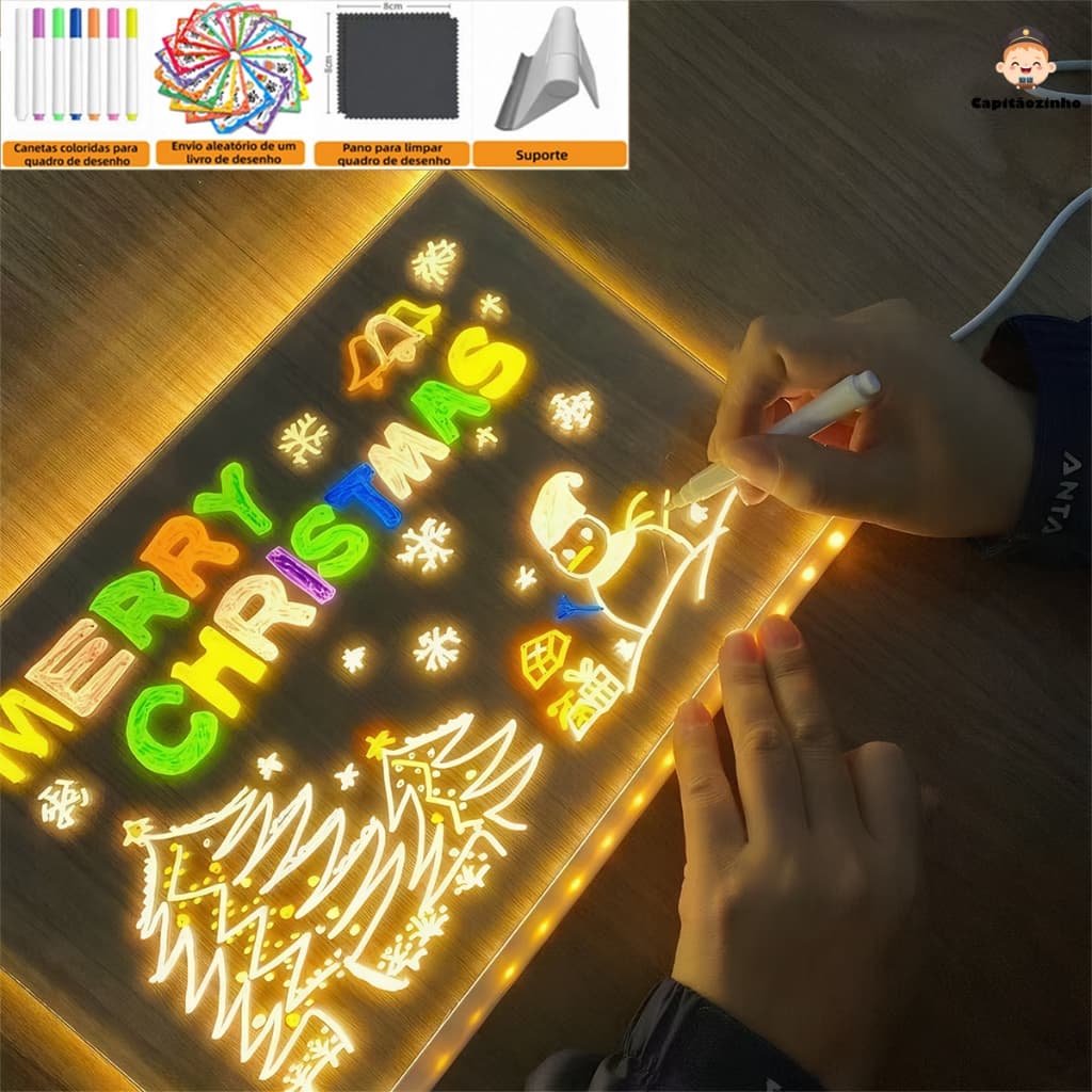 Luminária Led Escrever De Caneta Lousa Quadro Mesa Anotações