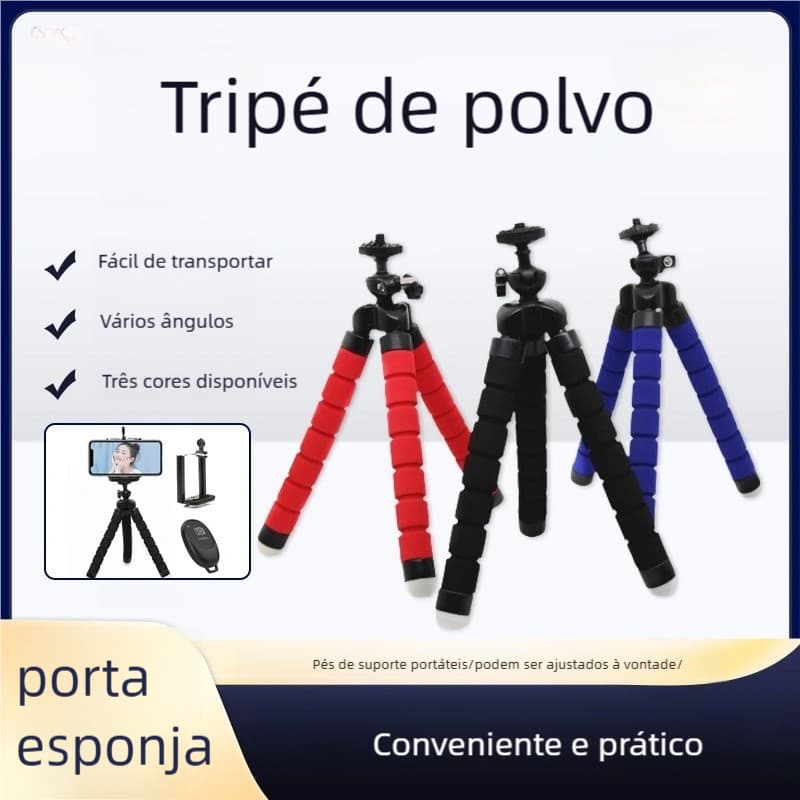 Suporte de Tripé Pequeno Universal - Para Telefone com Polvo Esponja e Clipe