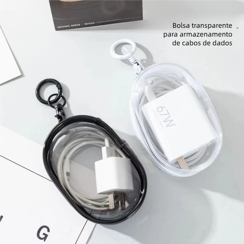 Bolsa Portátil Mini Transparente com Zíper - Organizador Compacto, Ideal para Fones de Ouvido em Viagem