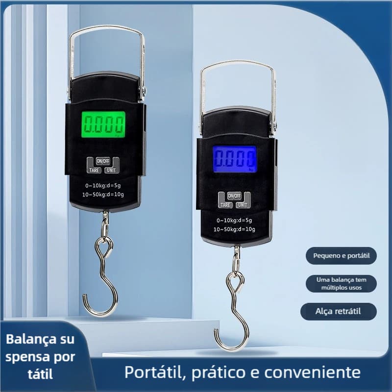 Balança Digital Portátil de Mão Gancho – Até 50kg para Bagagem e Mala