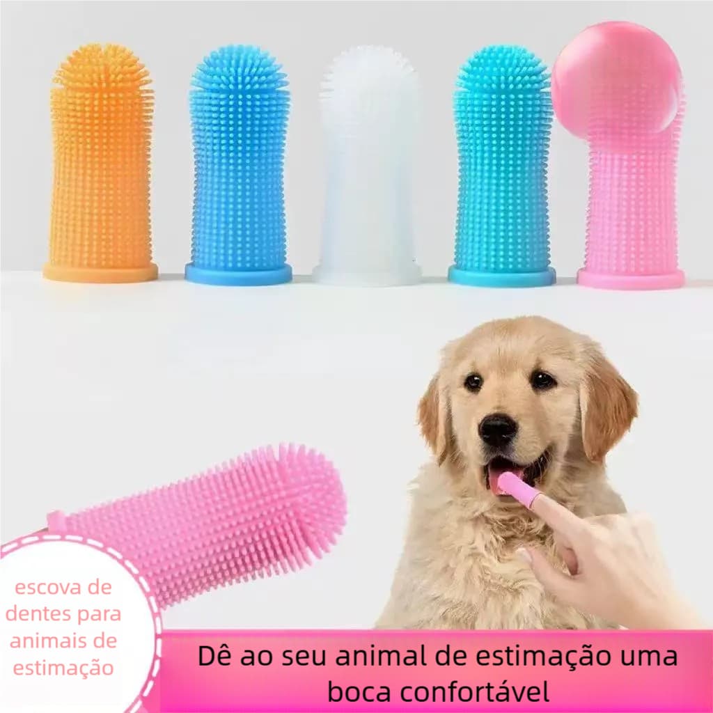 【BPA Free】Escova de Dente Pet Silicone – Maleável com Estojo, Limpeza 360° Ultra Macia!