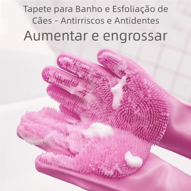 Luvas de Silicone Multiuso - Remover Pelos de Pets, Lavar Louça e Limpar Casa