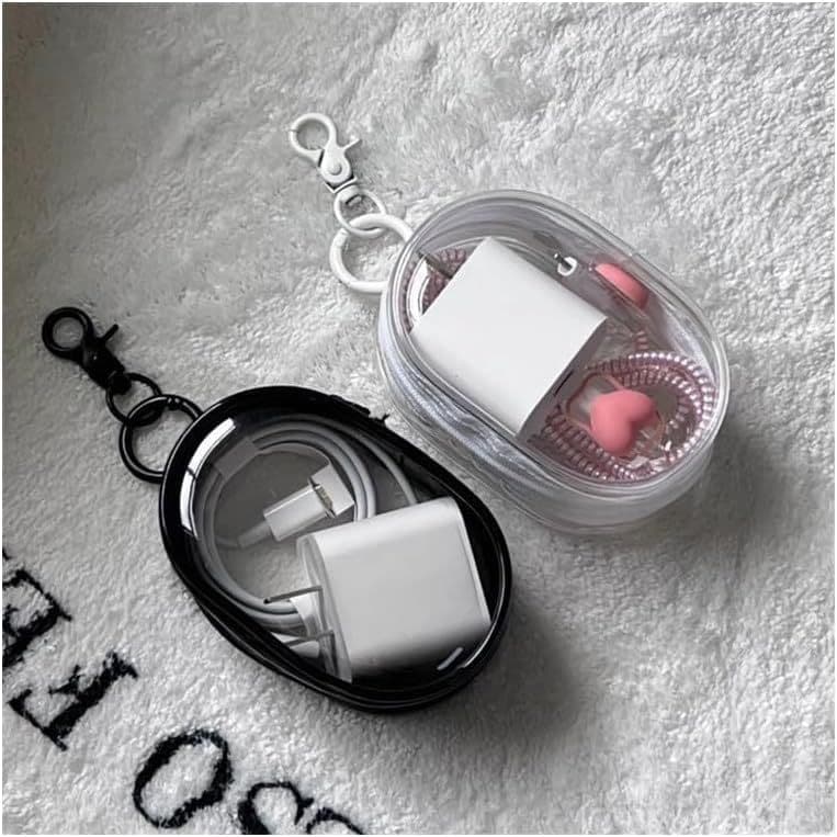 Bolsa Portátil Mini Transparente com Zíper - Multifuncional, Ideal para Guardar Fones de Ouvido em Viagem