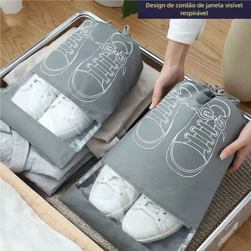 Sachês Impermeáveis Não Tecido (5 Peças) – para Sapatos, Organizadores de Viagem com Cordão