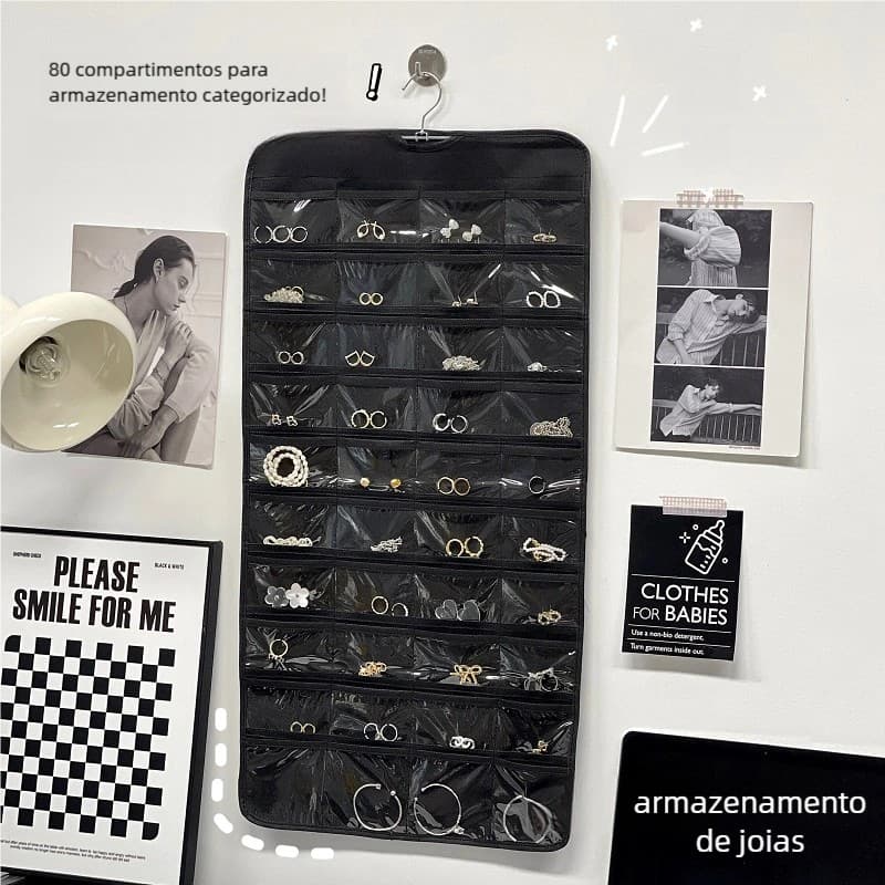 Organizador de Joias com 80 Bolsos – Porta Bijuterias Grande, Ideal para Armazenar!