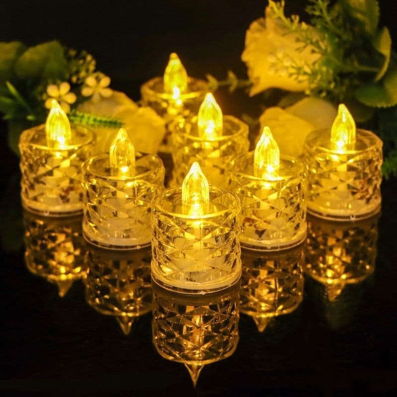 10  Conjuntos Mini Cristal Transparente Velas Luz Led Eletrônica Decorativa