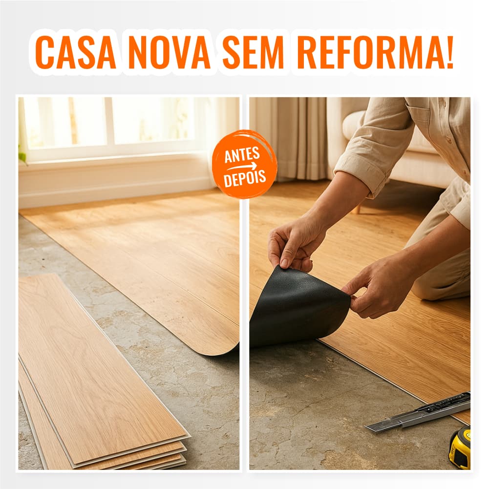 Piso Vinílico Revestimento de Chão Madeira Autocolante Lavável até 5m²