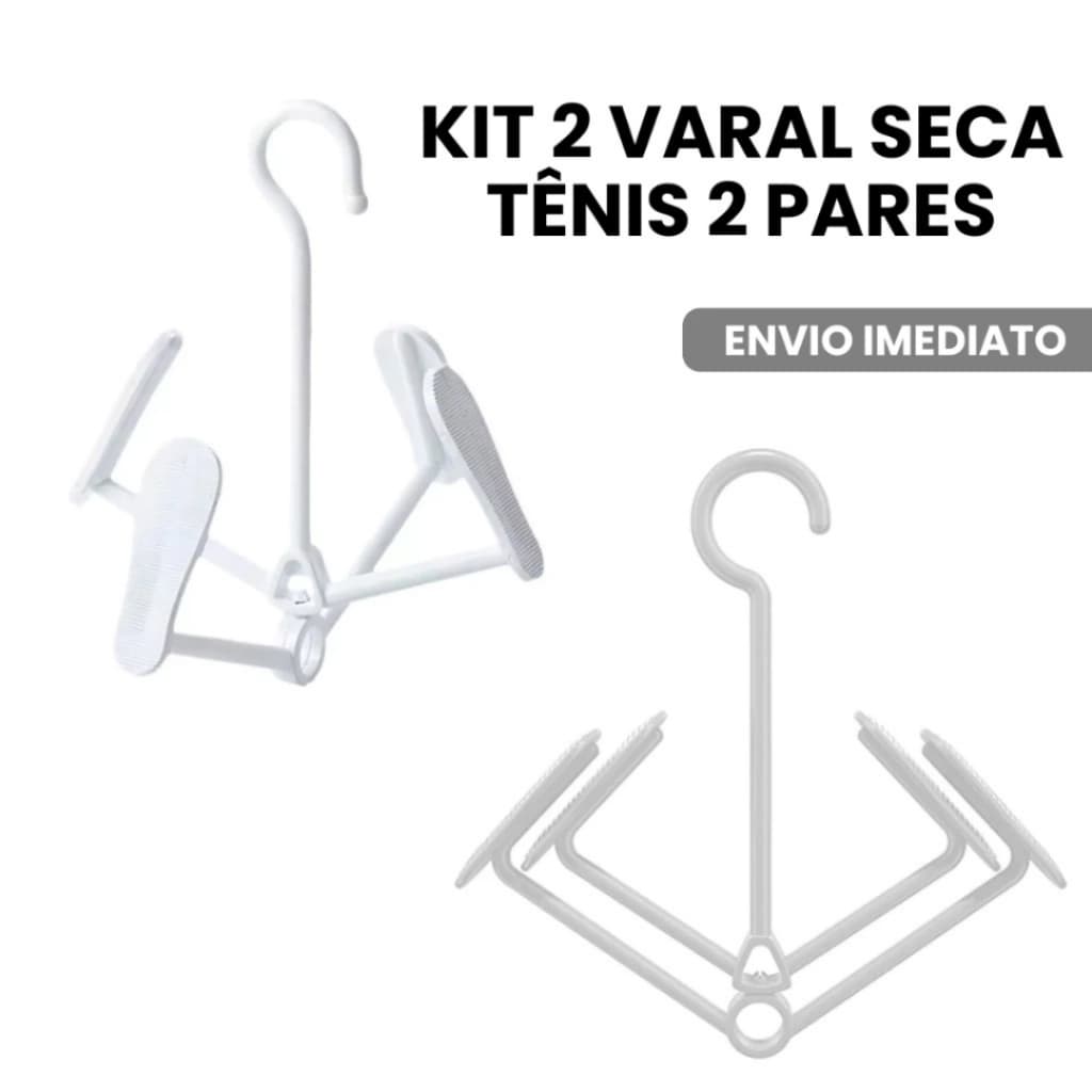 Kit 2 Mini Varal Para Calçados 2 Pares Cinza Tênis Sapato Sandália