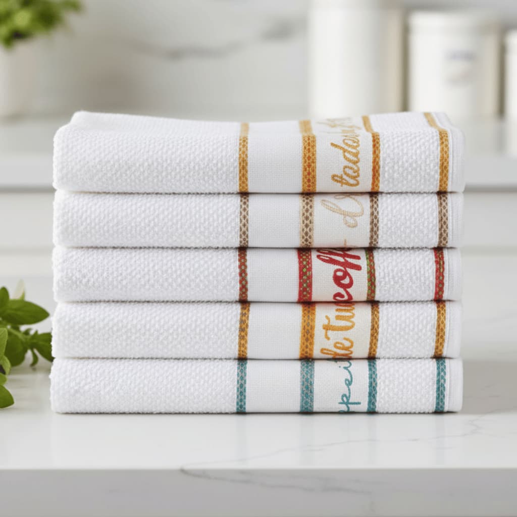 Pano Prato Gourmet Atoalhado 45x70cm Palavras Bordadas 100% Algodão Felpudo