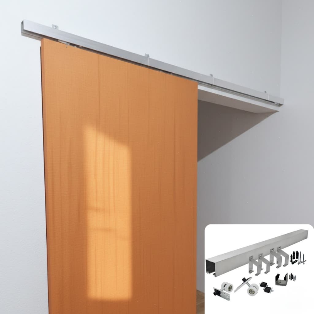 Kit Porta Correr Vão 100cm Trilho 2mt Alumínio Robusto